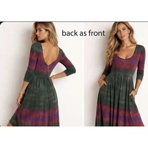 Raquel Allegra Dress XS/0 NWT  Jersey Ballerina Midi Fantasy Tiger Reversible